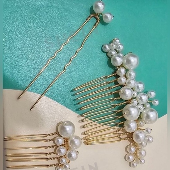 5 Pieces Pearl Hair Comb Gold Bridal Hair ✨✨✨?